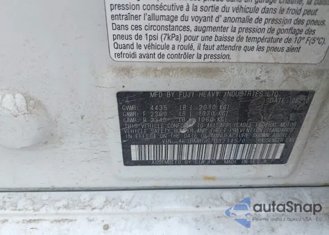 2011 Subaru Legacy 2.5I Premium from USA, damaged, VIN 4S3BMBG67B3214570